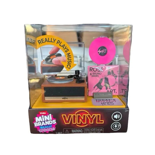 Miniature Functional Record Player Toy - Collectible Retro Vinyl Playset with Real Audio Playback