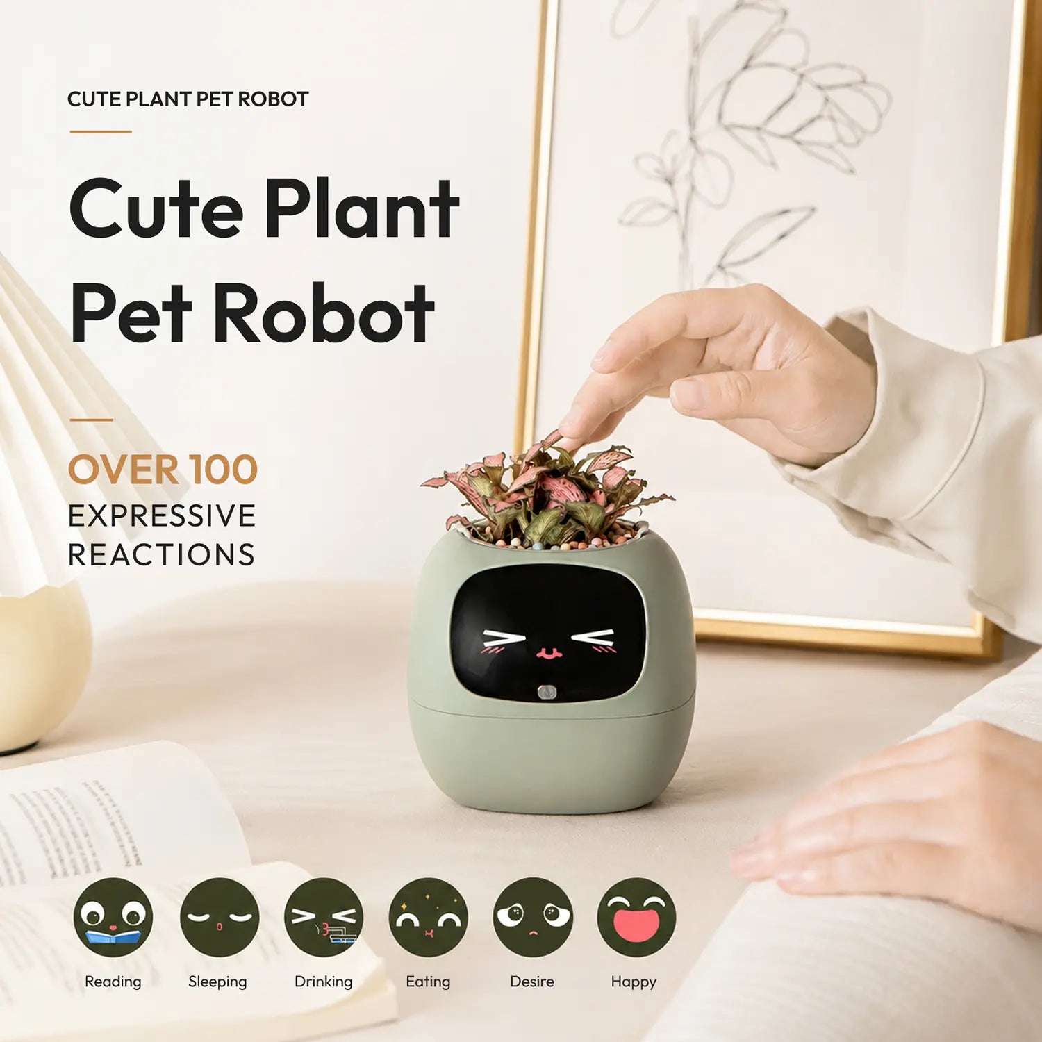 IVY Smart Indoor Plant Pot - Desktop Electronic Pet, Animated AI Flowerpot with Expression Interaction, Creative Science & Technology Toy for Plant Lovers, Indoor Plant Pots