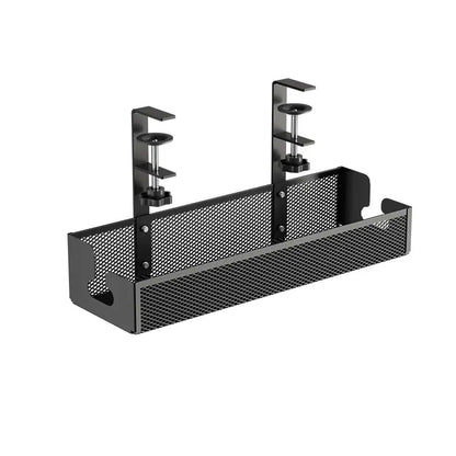 Clamp-Style Metal Cable Organizer for Under-Desk Use – No Drilling Required; Ideal for Home and Office, Efficiently Stores Power Strips and Cables While Enhancing Desktop Organization.