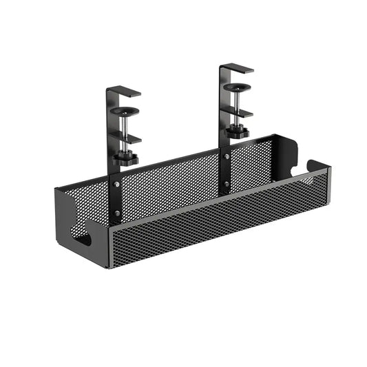 Clamp-Style Metal Cable Organizer for Under-Desk Use – No Drilling Required; Ideal for Home and Office, Efficiently Stores Power Strips and Cables While Enhancing Desktop Organization.