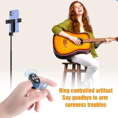 Wireless Remote Control Ring, Selfie Video Controller for Phone, Automatic Page Turner for Various APP, Selfie Accessories