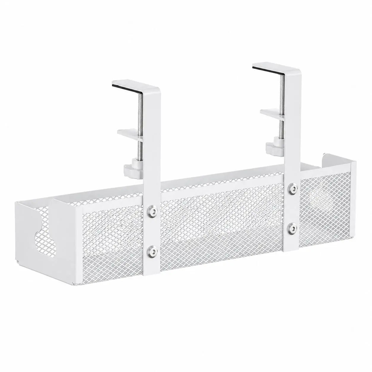 Clamp-Style Metal Cable Organizer for Under-Desk Use – No Drilling Required; Ideal for Home and Office, Efficiently Stores Power Strips and Cables While Enhancing Desktop Organization.