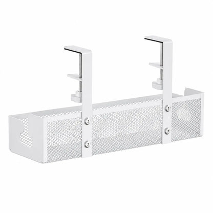 Clamp-Style Metal Cable Organizer for Under-Desk Use – No Drilling Required; Ideal for Home and Office, Efficiently Stores Power Strips and Cables While Enhancing Desktop Organization.