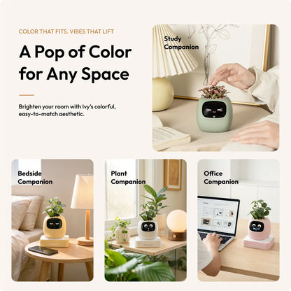 IVY Smart Indoor Plant Pot - Desktop Electronic Pet, Animated AI Flowerpot with Expression Interaction, Creative Science & Technology Toy for Plant Lovers, Indoor Plant Pots
