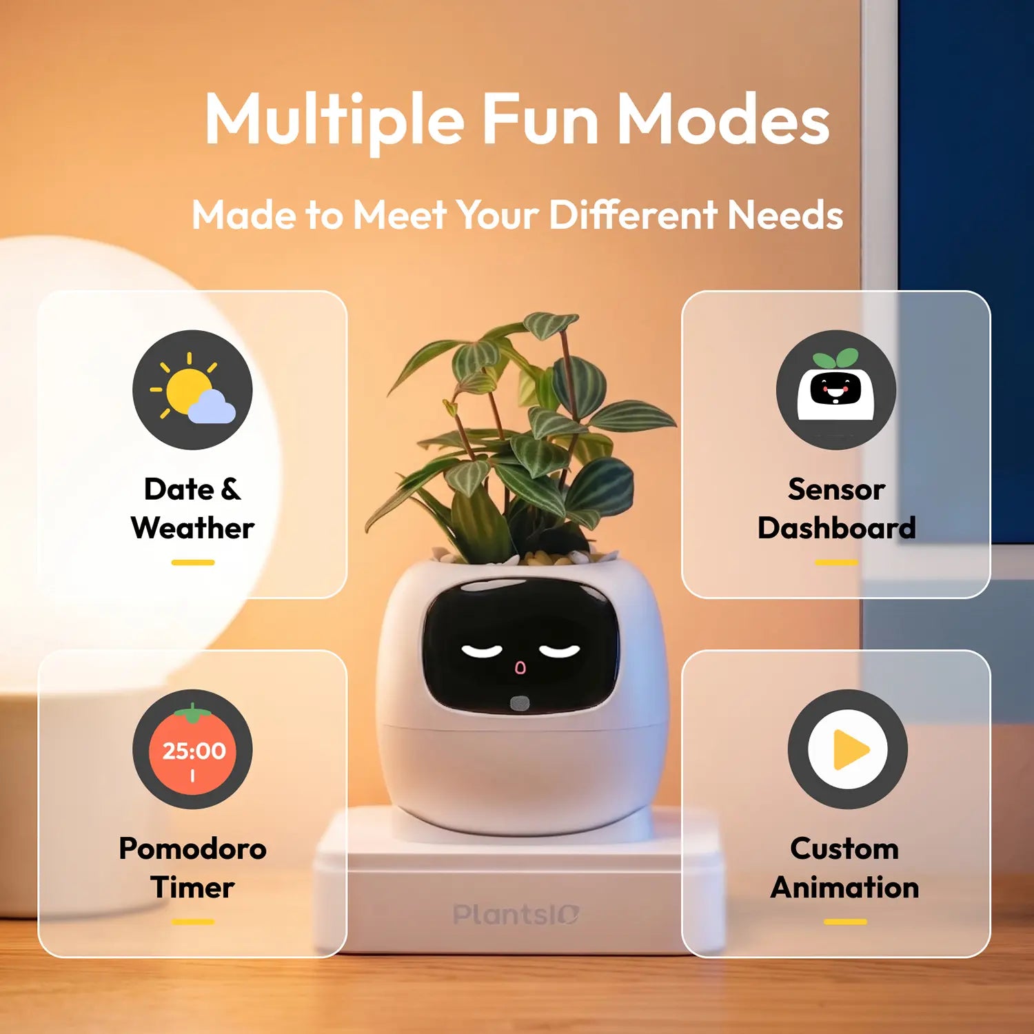 IVY Smart Indoor Plant Pot - Desktop Electronic Pet, Animated AI Flowerpot with Expression Interaction, Creative Science & Technology Toy for Plant Lovers, Indoor Plant Pots